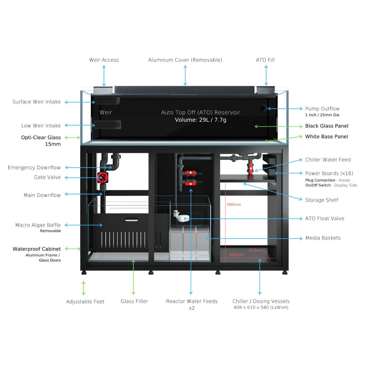 Cade Aquariums Reef S2 Frag Tank 1500 Shallow Marine System