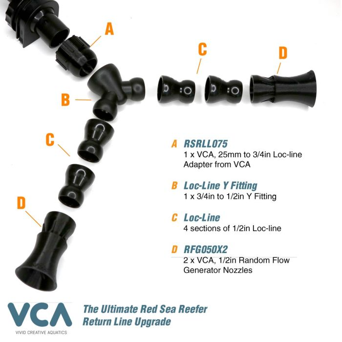 VCA Red Sea Reefer Ultimate Upgrade (25mm to 1/2in) – Enhance Water Flow with Loc-Line