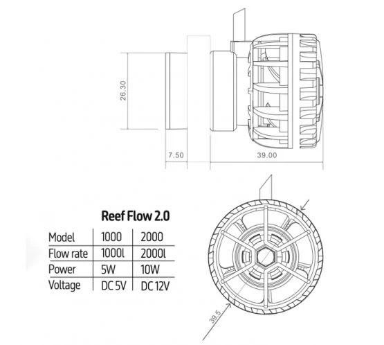TMC Reef Flow 2.0 1000 Nano Wavemaker – High Flow Water Circulation Pump for Small Aquariums