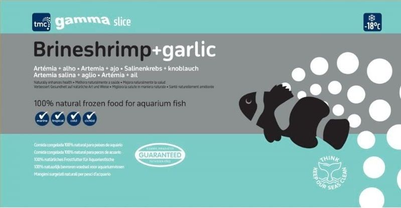 Gamma Slice Garlic Brineshrimp Flat Pack 250g - Premium Fish Food for Marine