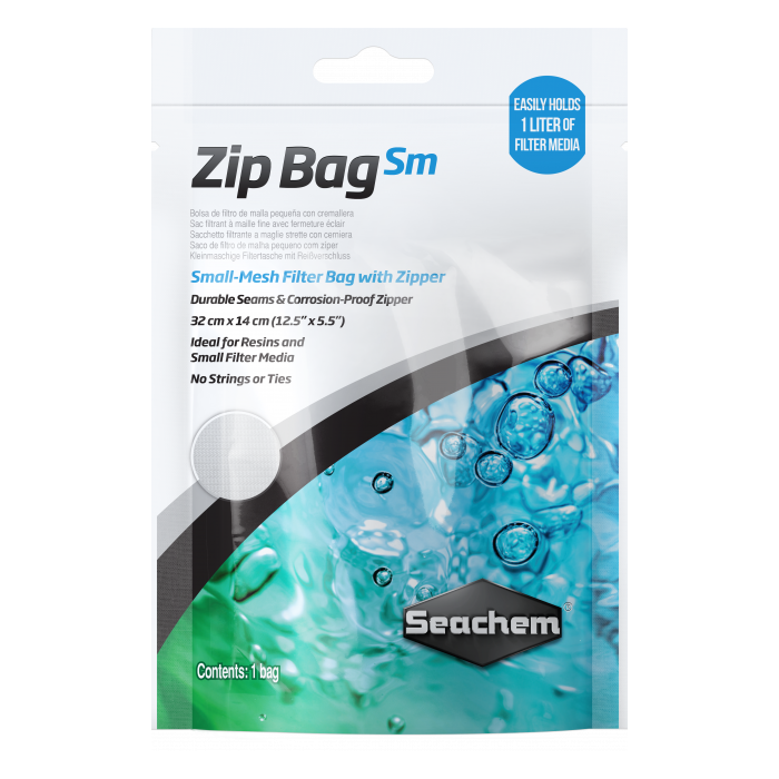 Seachem Zip Bag Small Mesh 12.5” x 5.5” – Reusable Aquarium Filter Media Bag