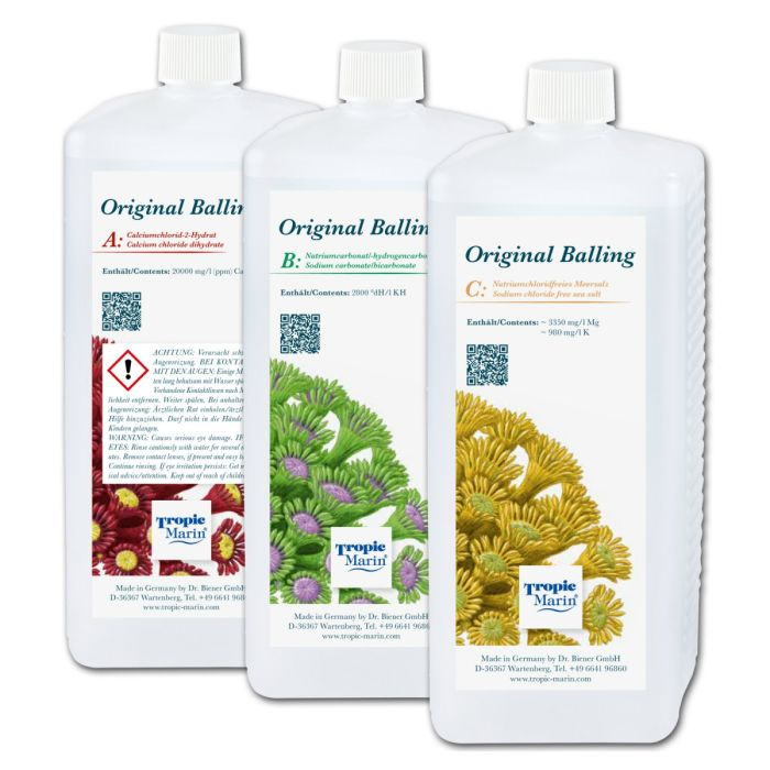 Tropic Marin Original Balling Liquid Set 3x1000ml – Calcium & Alkalinity Supplement for Corals