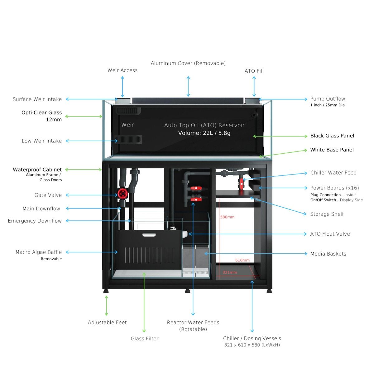 Cade Aquariums Reef S2 Frag Tank 1200 Shallow Marine System