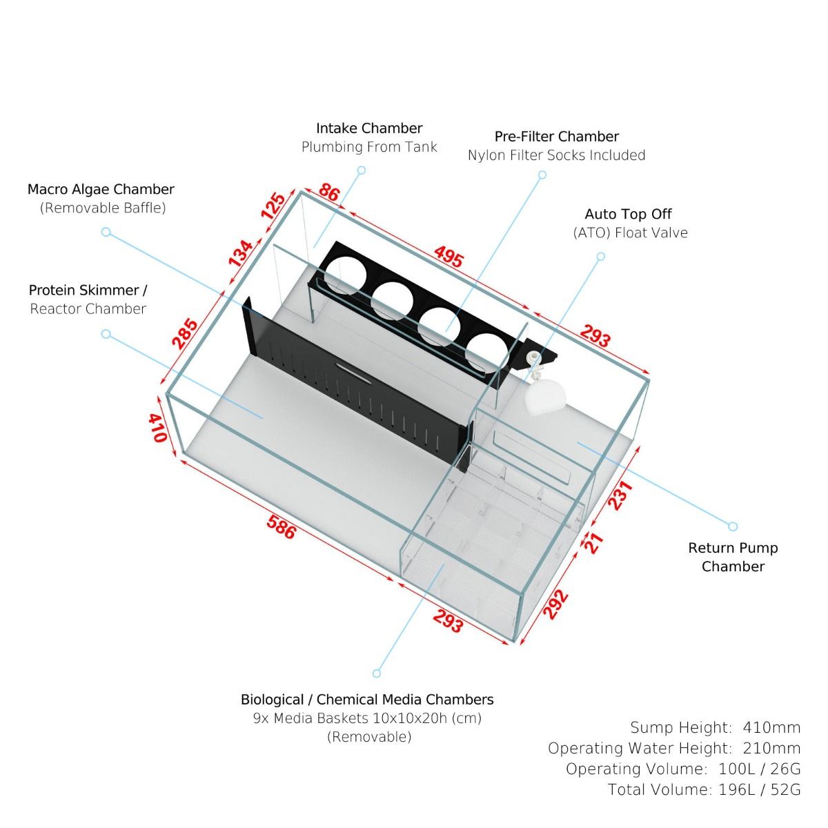 Cade Aquariums Reef S2 Frag Tank 1500 Shallow Marine System