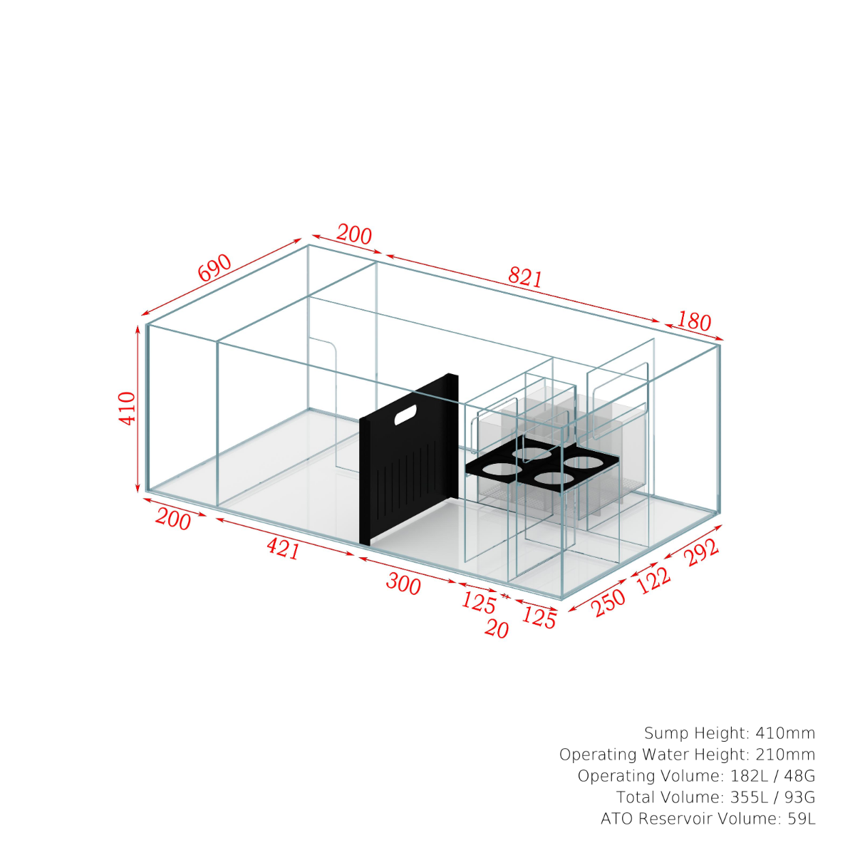 Cade Aquariums S2 Peninsula Aquarium 1800 Marine System