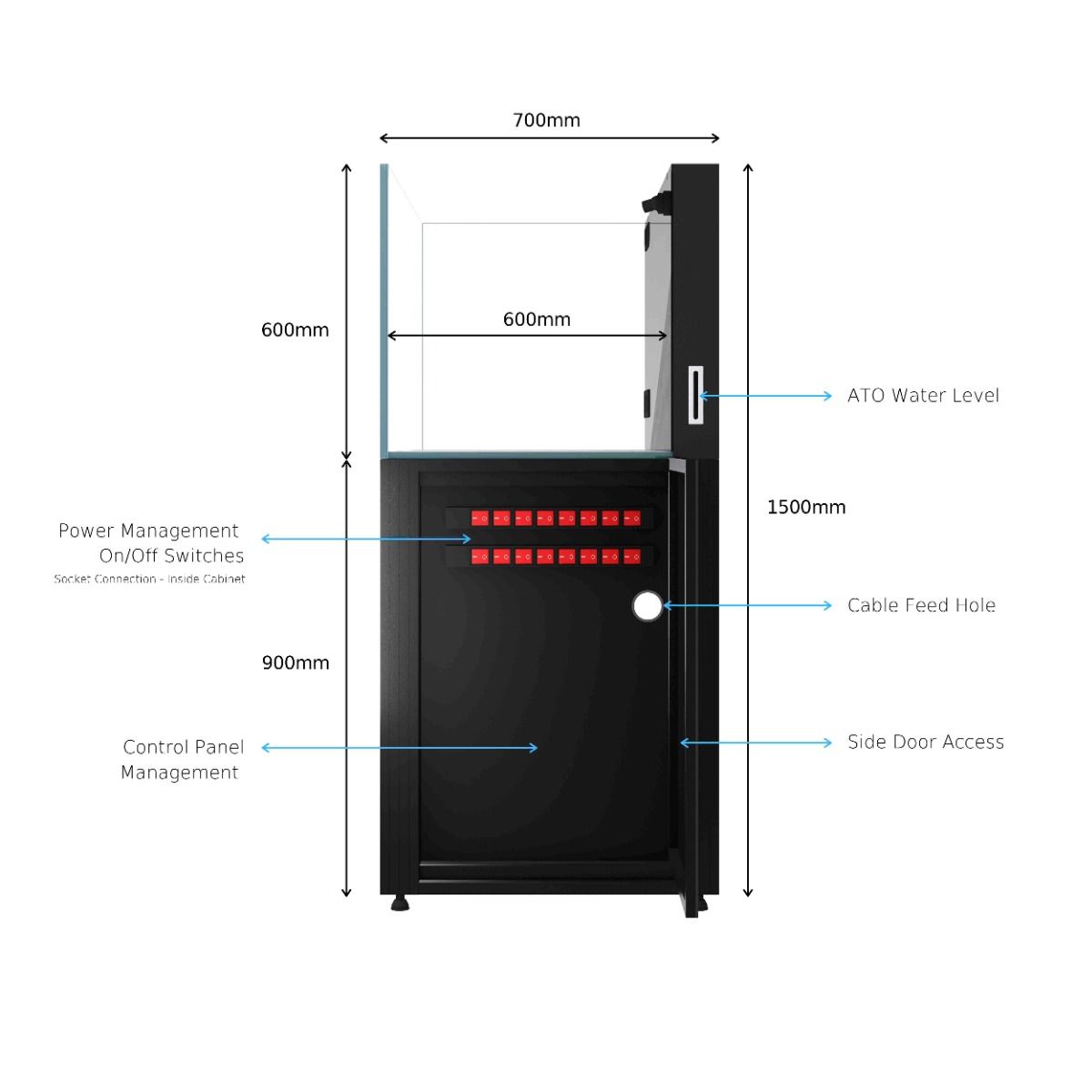 CADE Reef S2 1200 Rimless Saltwater Aquarium - 432L with Twin Intake Weir