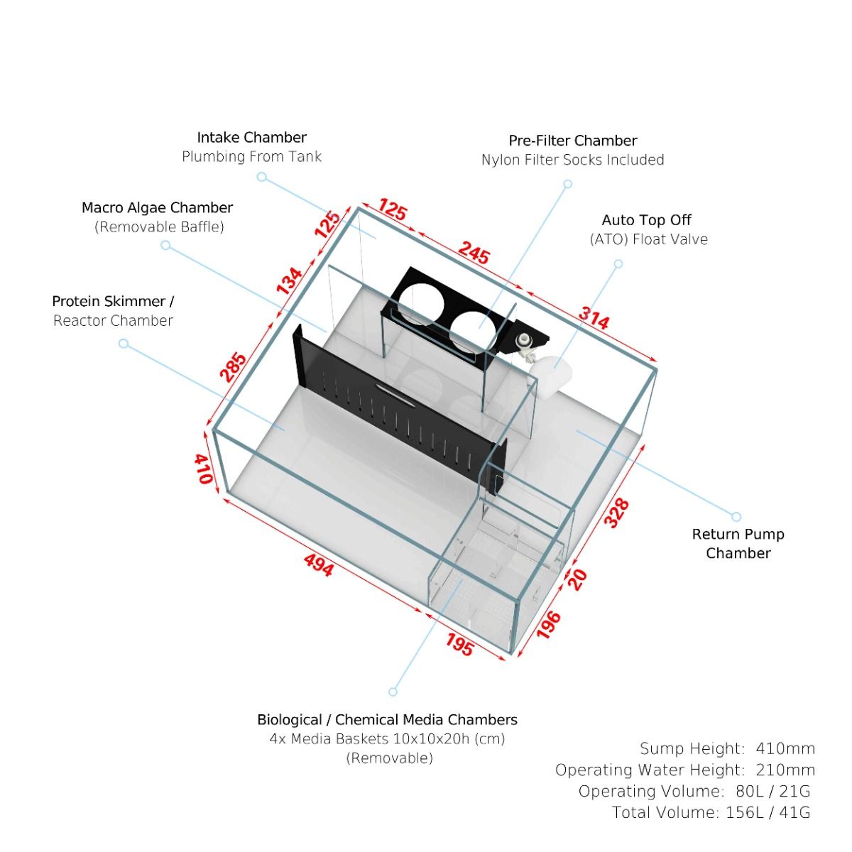 CADE Reef S2 1200 Rimless Saltwater Aquarium - 432L with Twin Intake Weir