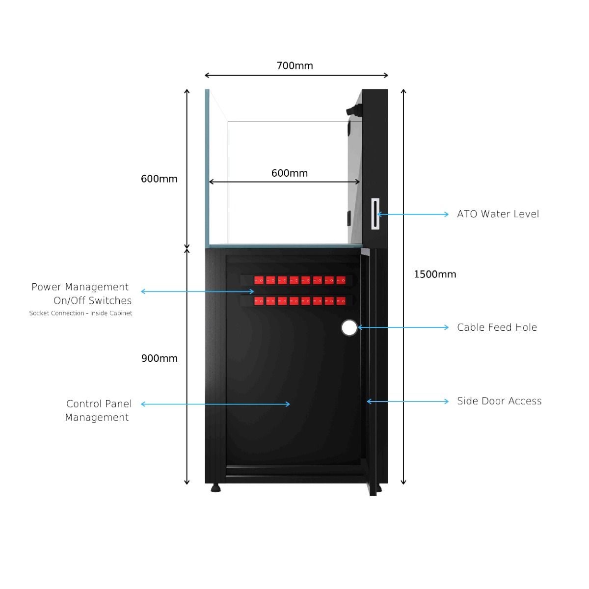 CADE Reef S2 1500 Rimless Saltwater Aquarium - 540L with Twin Intake Weir