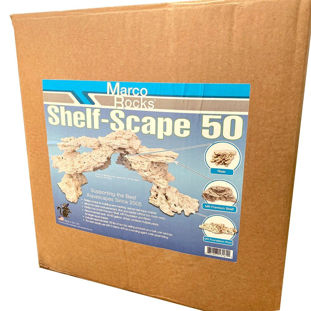 Marco Shelf Scape 50 Box 40lb (18kg) – Premium Reef & Fish-Only Rock Kit