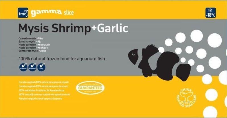 Gamma Slice Mysis Shrimp + Garlic Flat Pack 250g for Marine Aquariums