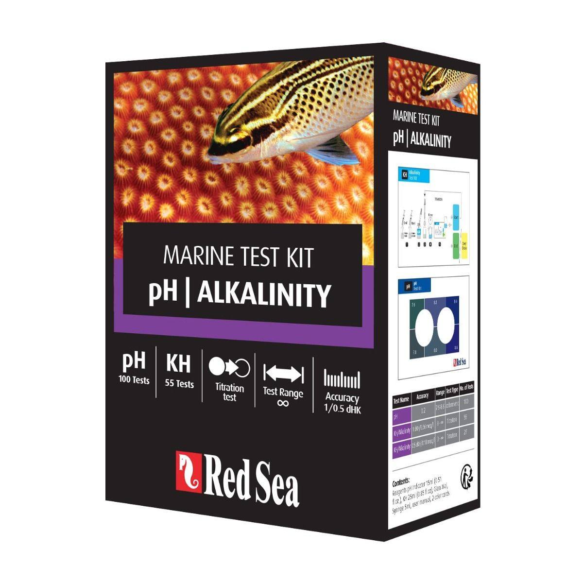 Red Sea pH & Alkalinity Test Kit — Accurate Marine Aquarium KH Testing