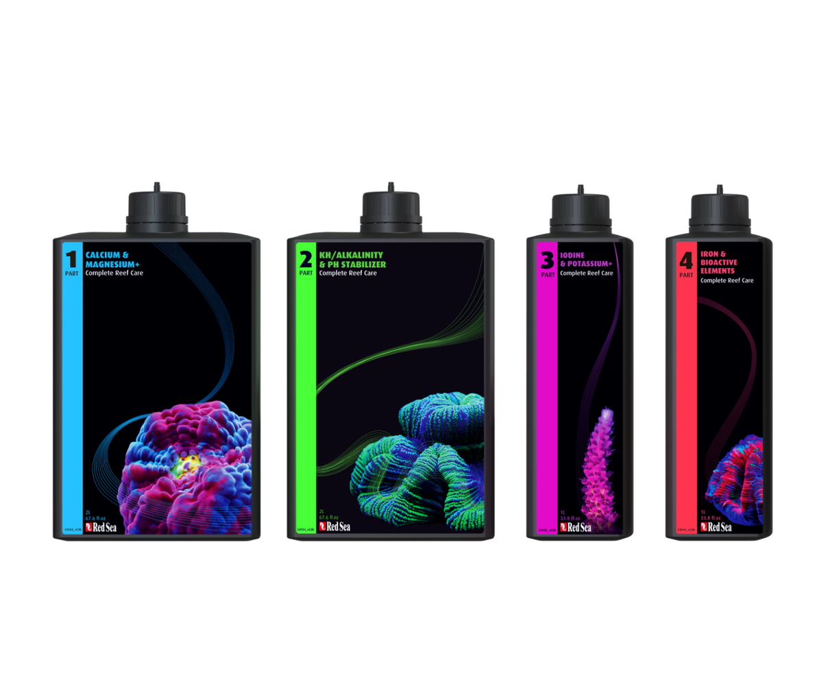 Red Sea 4-Part Complete Reef Care (600L) — Coral Growth & Color System