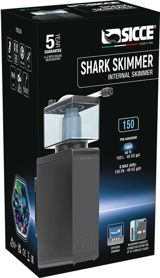 Sicce Shark Skimmer 150 Internal Protein Skimmer for Marine Aquariums