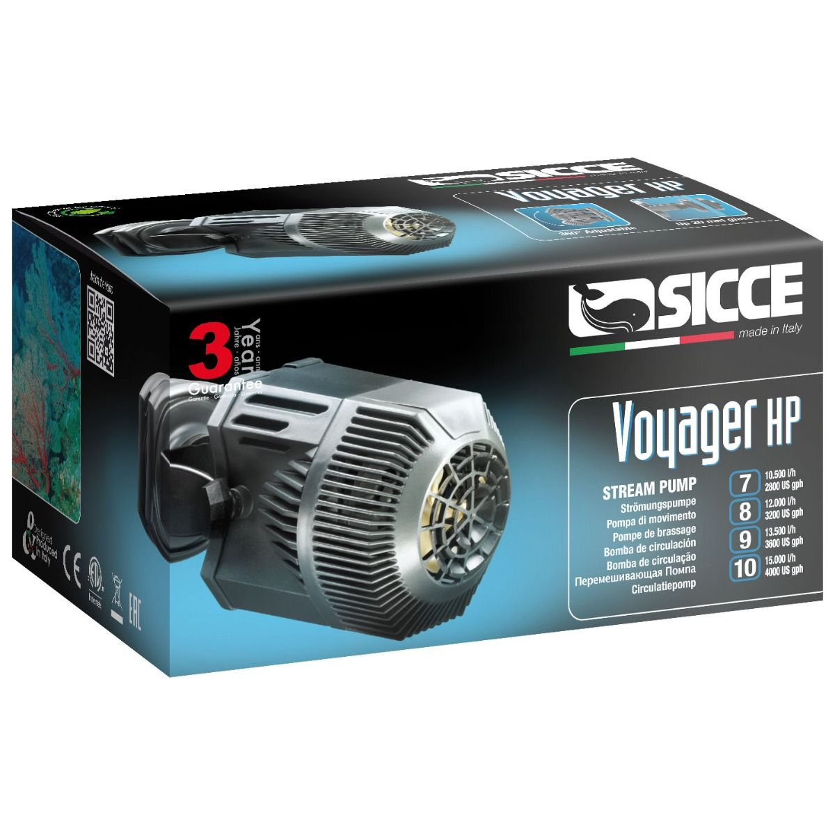 Sicce Voyager HP10 Stream Pump 15000L/H – High Flow Aquarium Circulation Pump